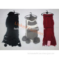 fashion solid acrylic girls winter knitted scarf set with pompons cachecol,bufanda infinito,bufanda